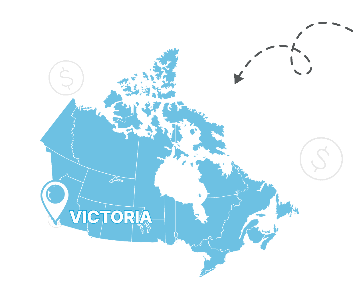 Victoria in Canada - map